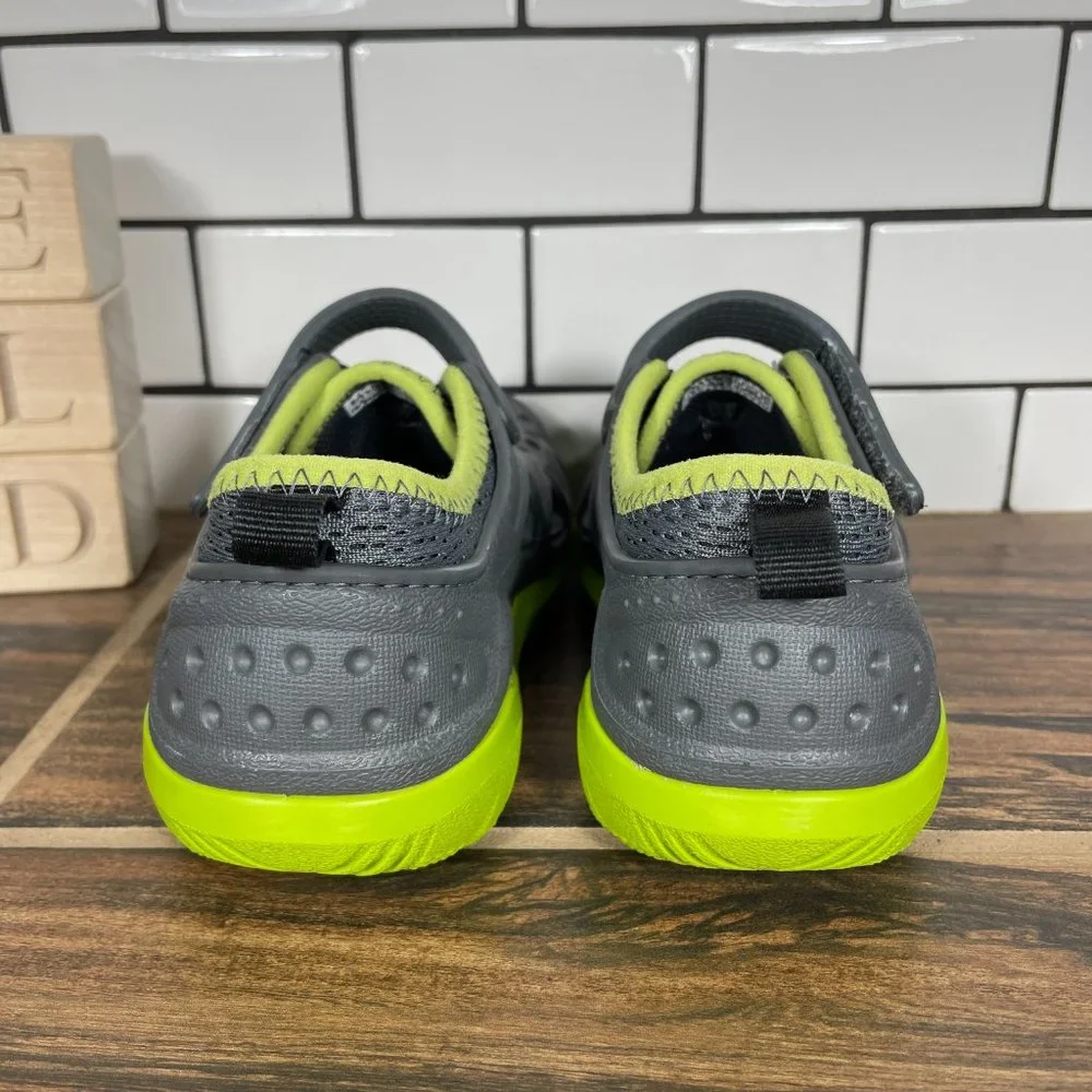 CROCS Swiftwater Play Shoe Little Girl's Size c12 Gray Green Water Sneakers